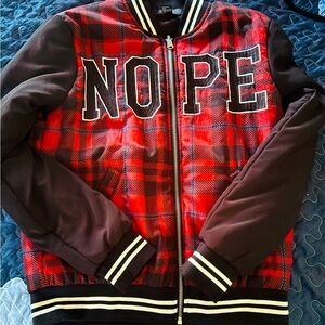 Red Plaid Bomber /varsity styleJacket